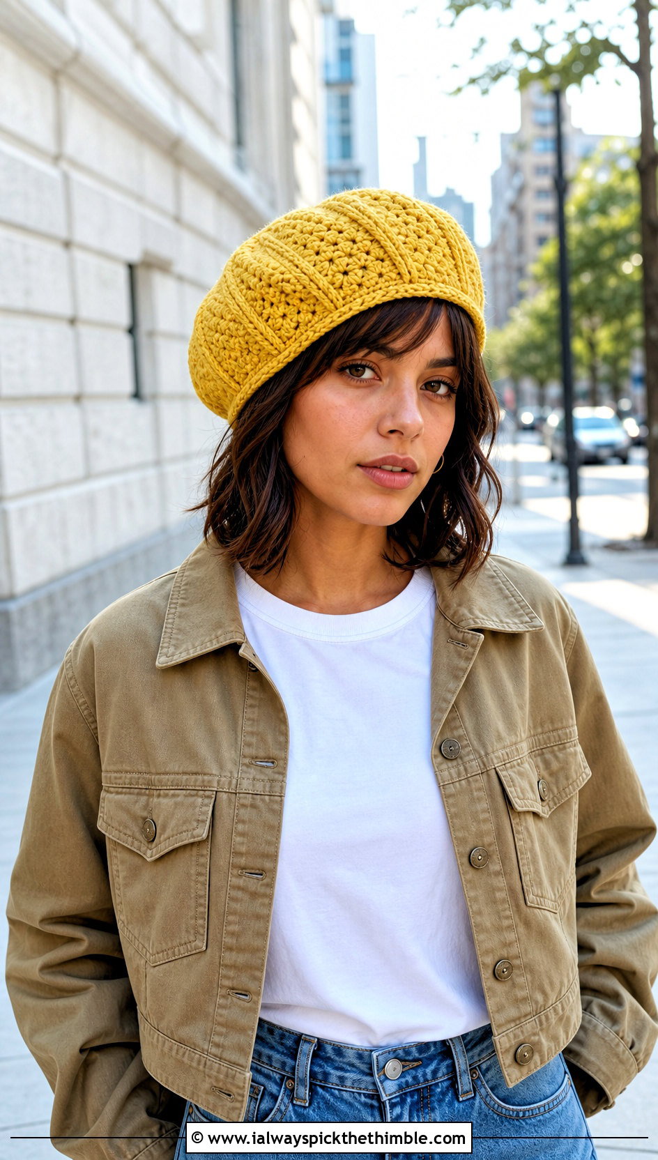 Magnolia Crochet Beret With Straight Leg Jeans - 15 magnolia crochet beret outfit ideas