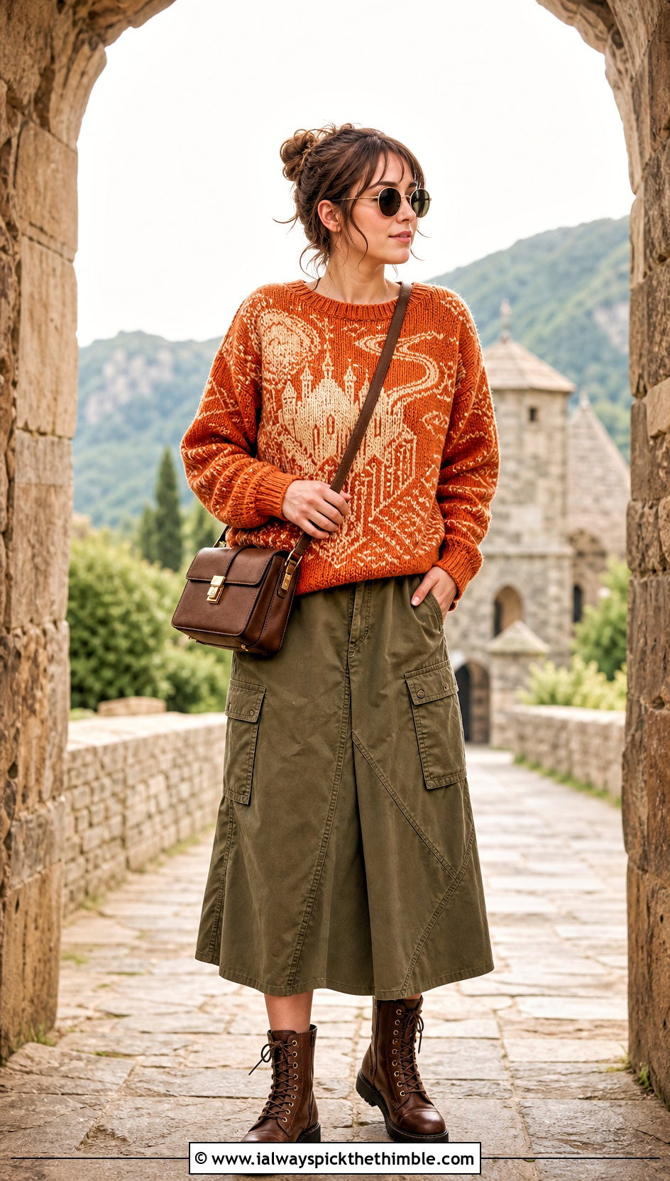 Marauders Map Crochet Harry Potter Sweater With Utility Skirt - 25 crochet harry potter sweater outfit ideas