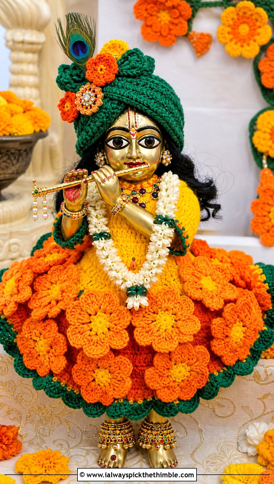 Marigold Crochet Krishna Dress With Garland - 25 crochet krishna dress outfit ideas