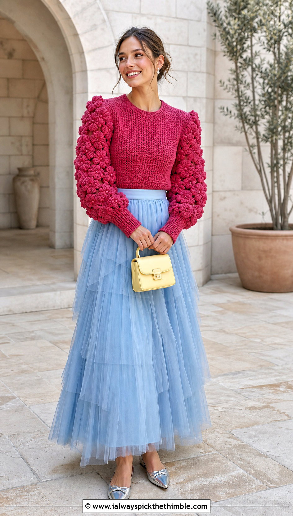 Marigold Crochet Sweater With Tulle Maxi Skirt - 15 Marigold Crochet Sweater outfit ideas