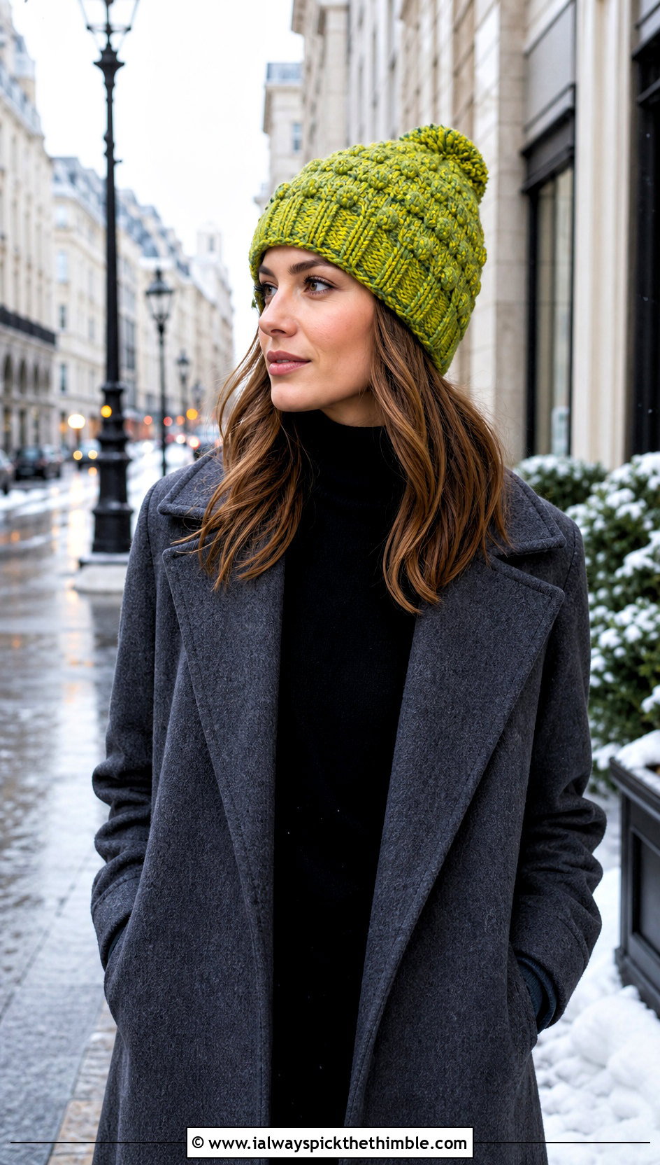 Marled Bert Crochet Hat With Long Wool Coat - 15 Bert Crochet Hat outfit ideas