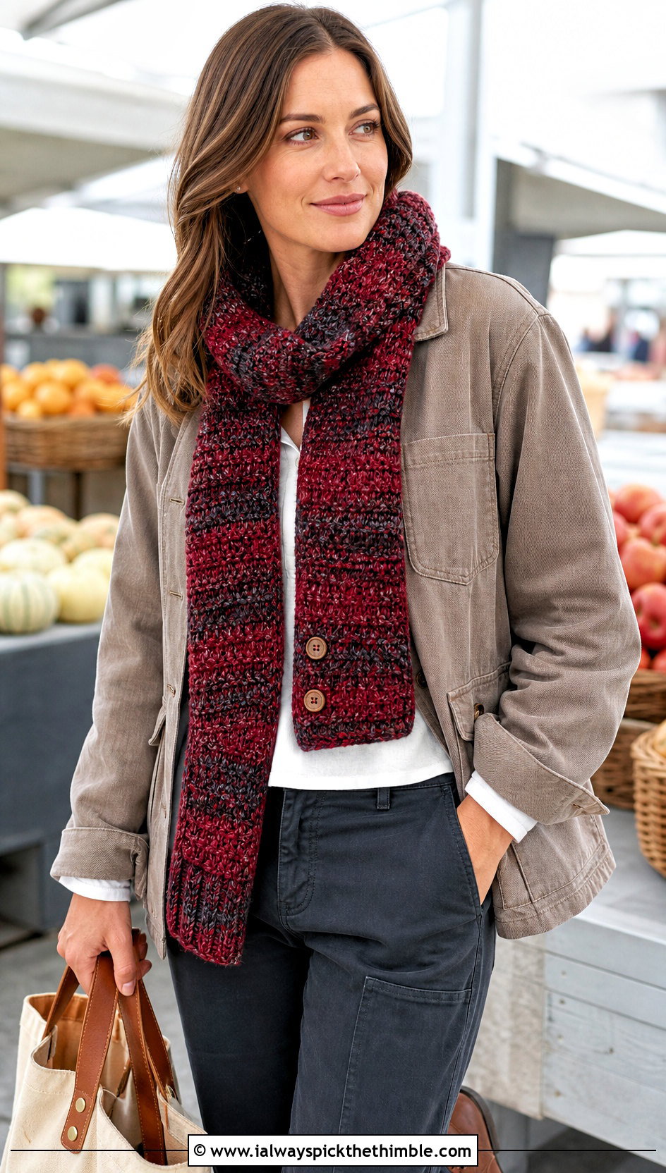 Marled Winter Wishes Crochet Scarf With Chore Jacket - 15 Winter Wishes Crochet Scarf outfit ideas