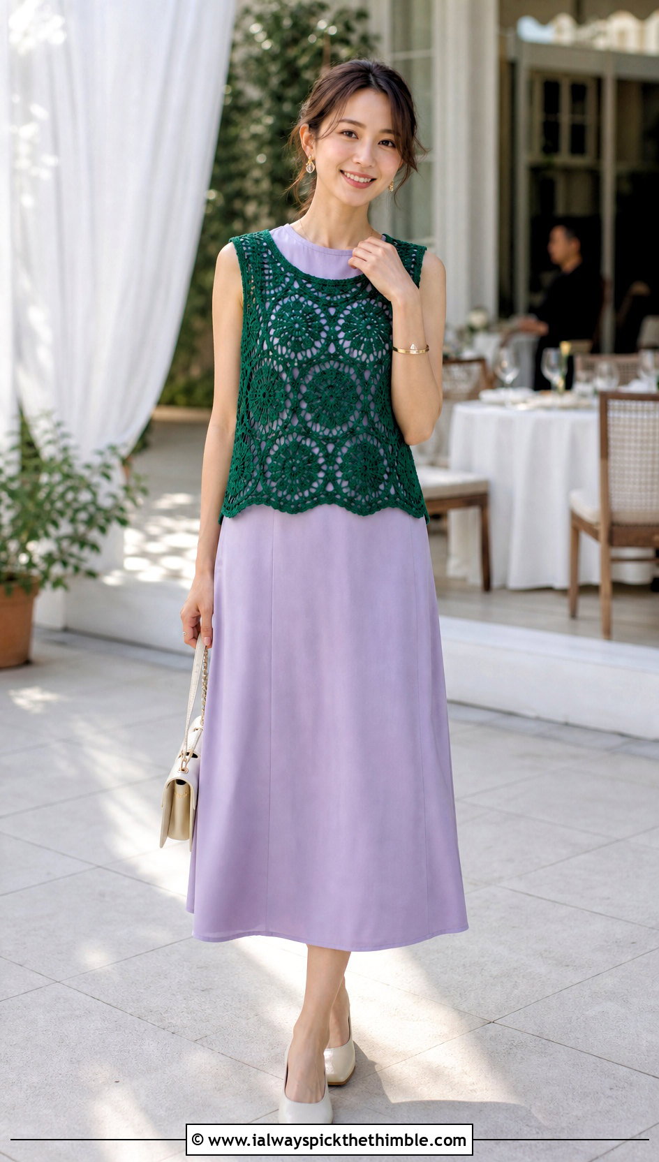 Medallion Thread Crochet Top Over A Midi Dress - 15 Thread Crochet Tops outfit ideas