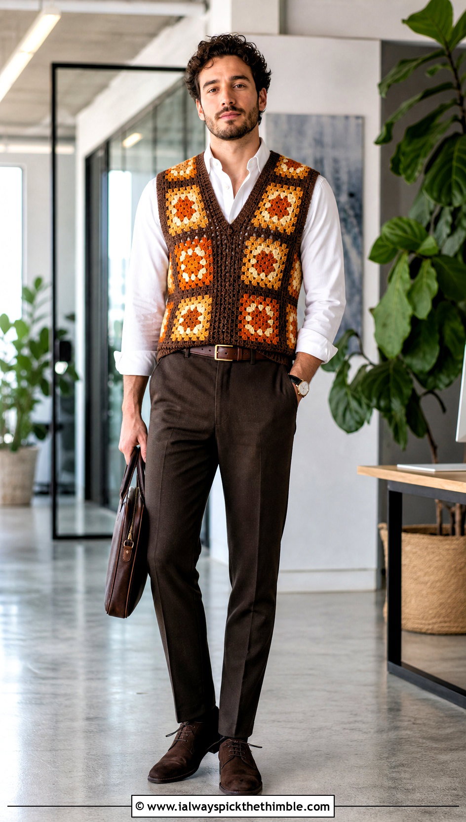 Mens Granny Square Sweater Vest With Dress Pants - 20 Mens Granny Square Sweater outfit ideas