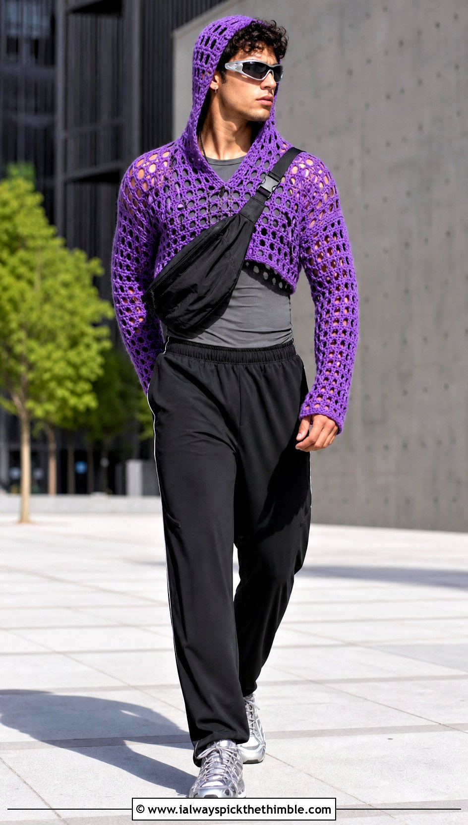 Mens Hooded Crochet Crop Top With Track Pants - 20 Men Crochet Crop Top outfit ideas