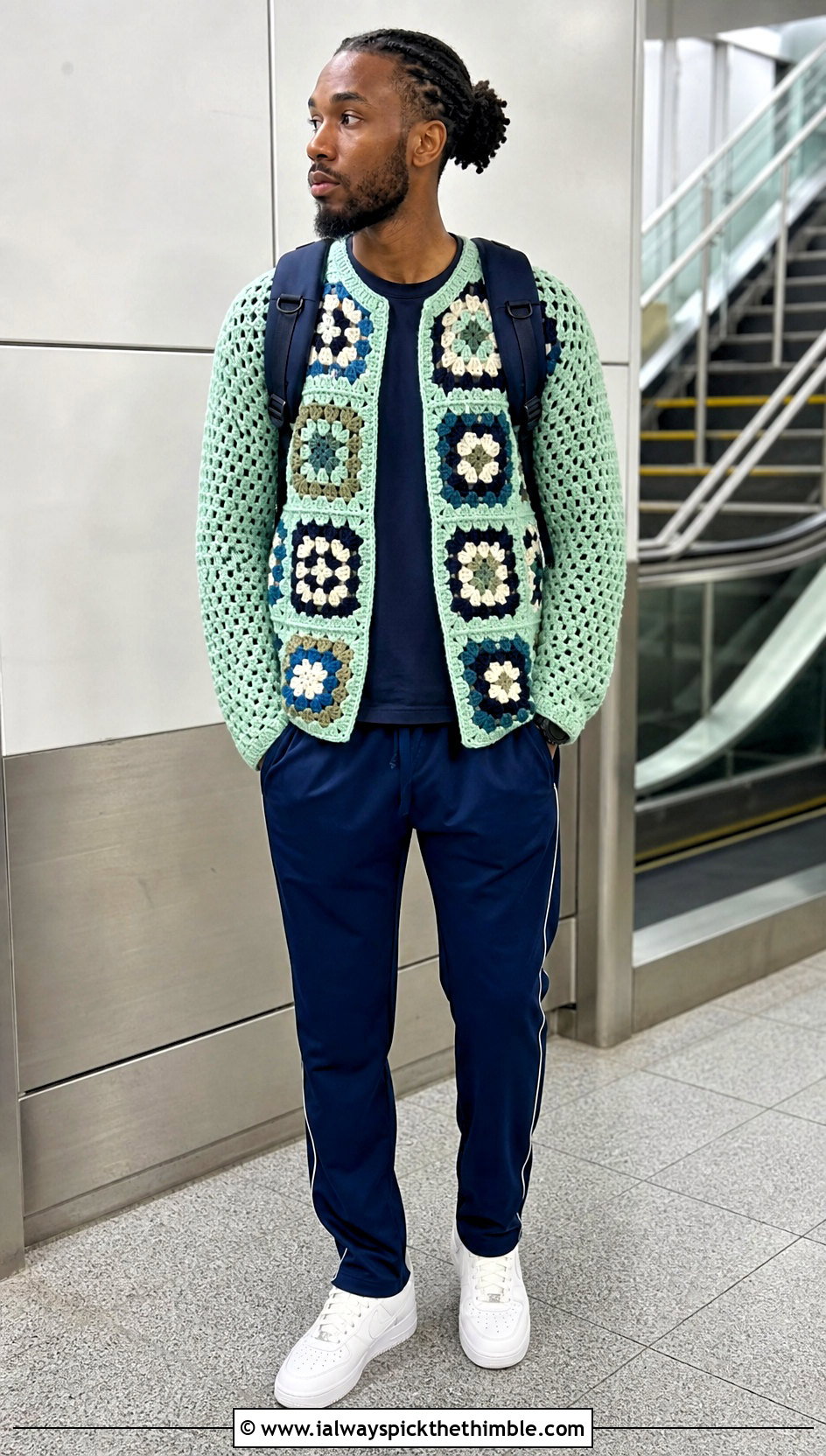 Mens Raglan Granny Square Sweater With Track Pants - 20 Mens Granny Square Sweater outfit ideas