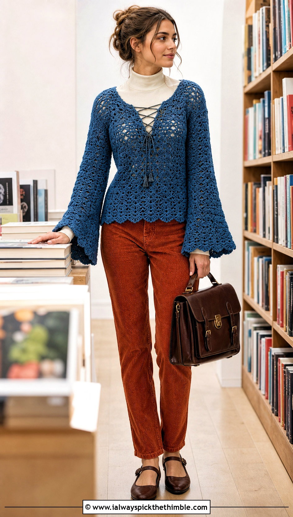 Meribella Crochet Top With Corduroy Pants And Mary Janes - 15 Meribella Crochet Top outfit ideas