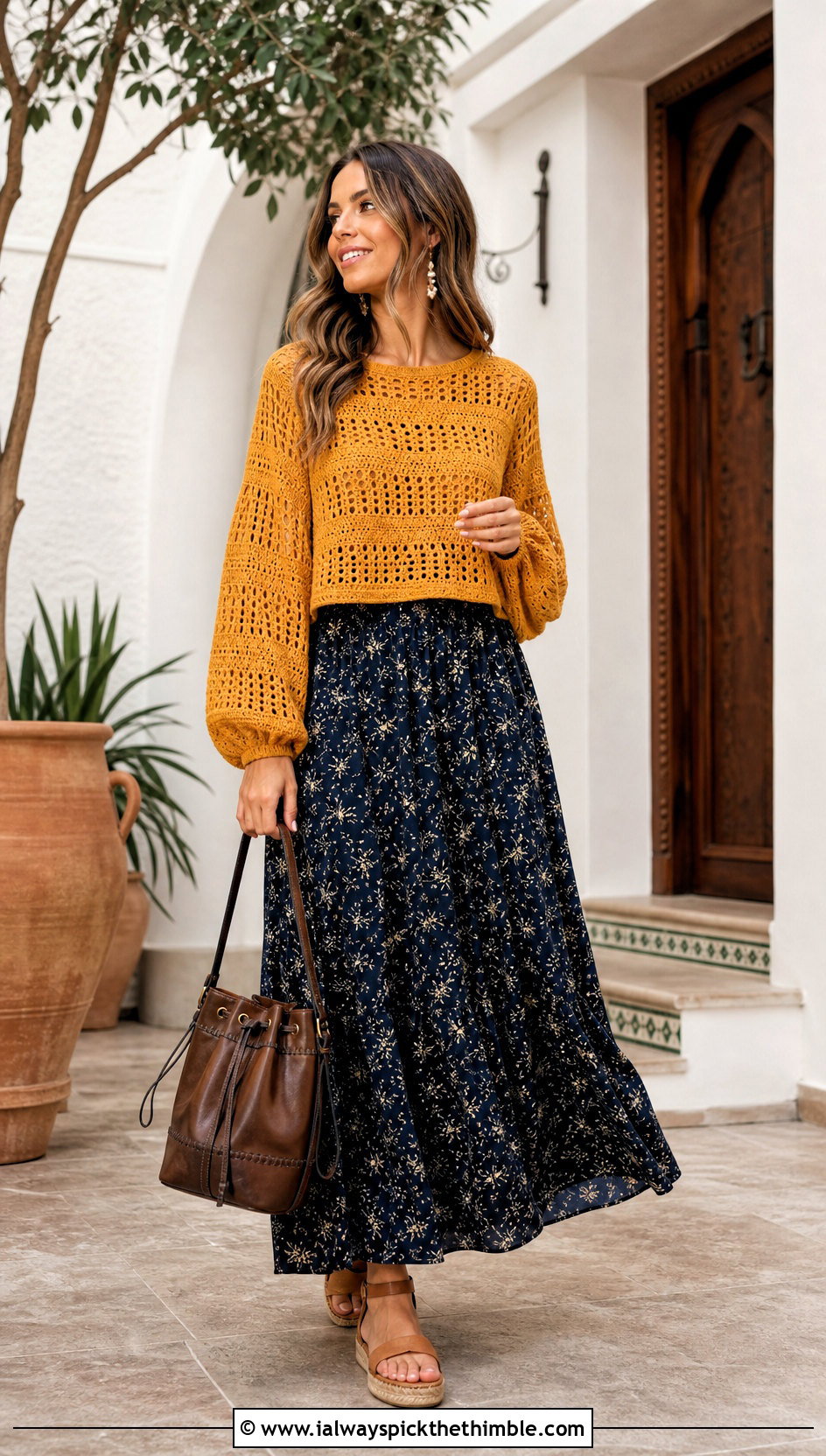 Meribella Crochet Top With Printed Maxi Skirt And Espadrilles - 15 Meribella Crochet Top outfit ideas