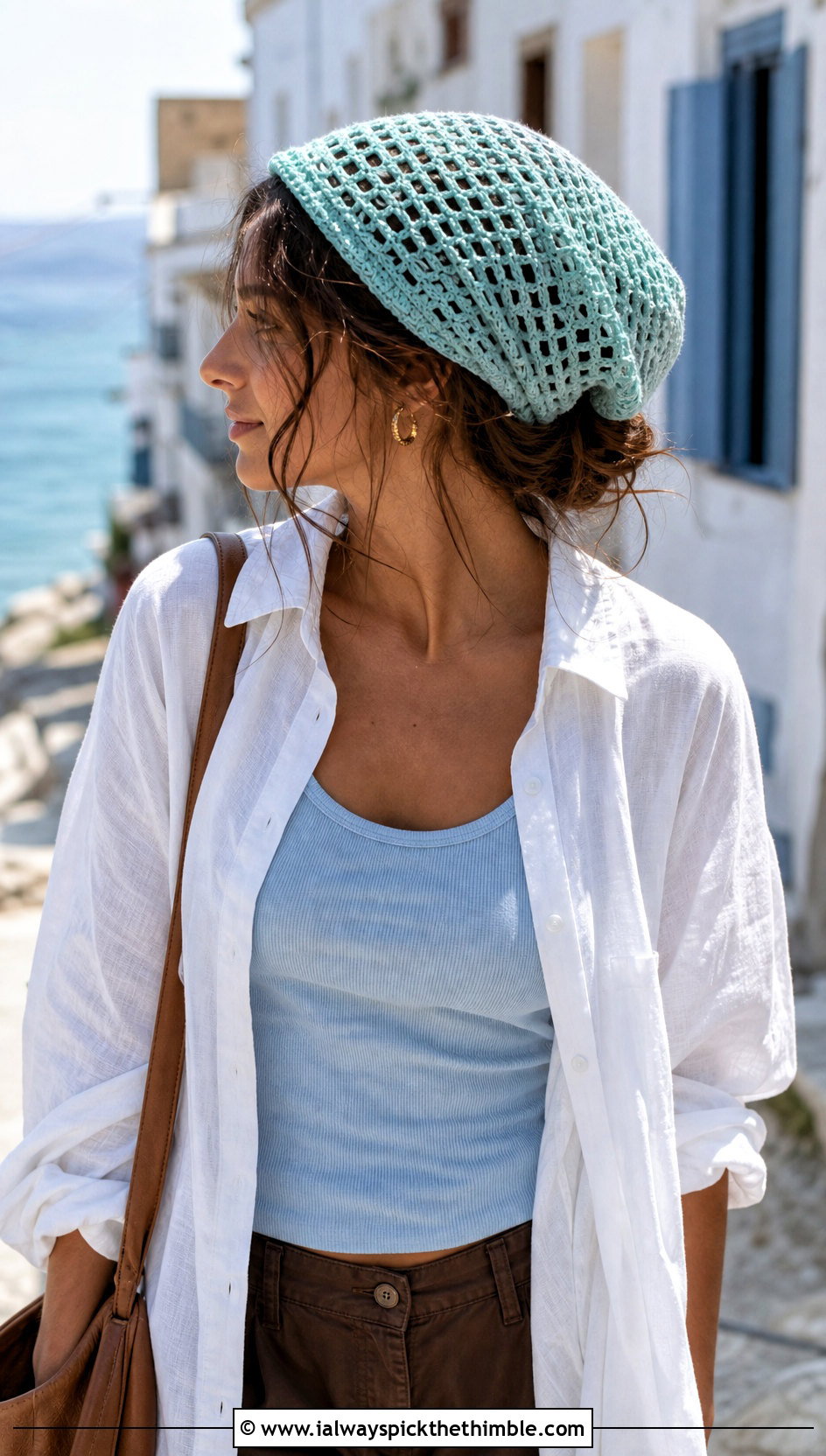 Mesh Cotton Crochet Beanie With Linen Shirt And Capri Pants - 15 Easy Crochet Projects Beanie outfit ideas