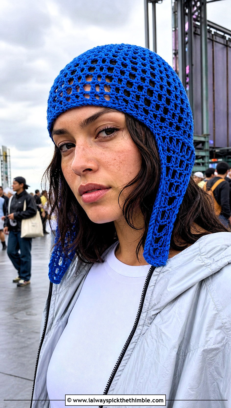 Mesh Crochet Aviator Hat With Windbreaker - 20 crochet aviator hat outfit ideas