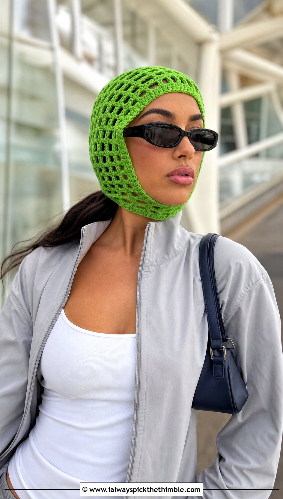 Mesh Crochet Balaclava Beanie With Tracksuit - 20 crochet balaclava beanie outfit ideas