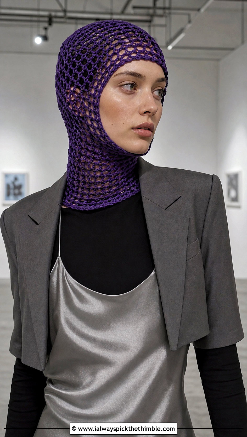 Mesh Crochet Balaclava With Slip Dress - 20 crochet balaclava ski mask outfit ideas