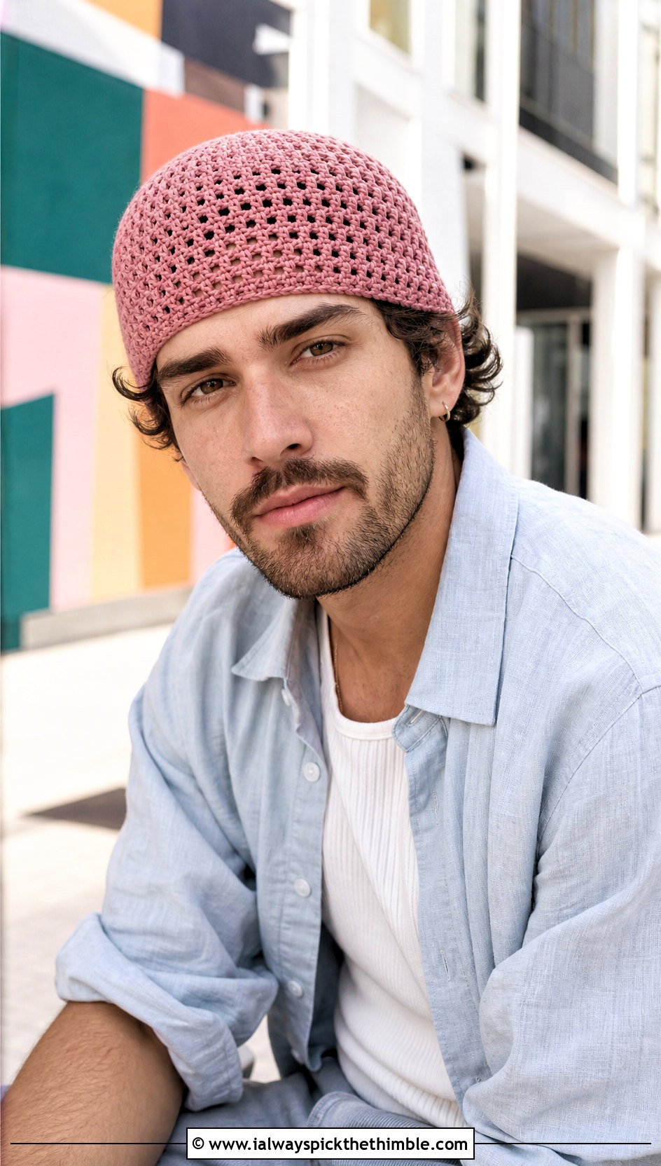 Mesh Crochet Beanie With Summer Linen Outfit - 20 mens crochet hats men's beanie outfit ideas
