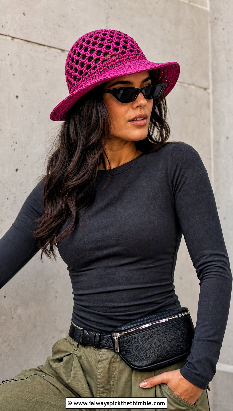 Mesh Crochet Brim Hat With Cargo Pants - 25 crochet brim hat outfit ideas
