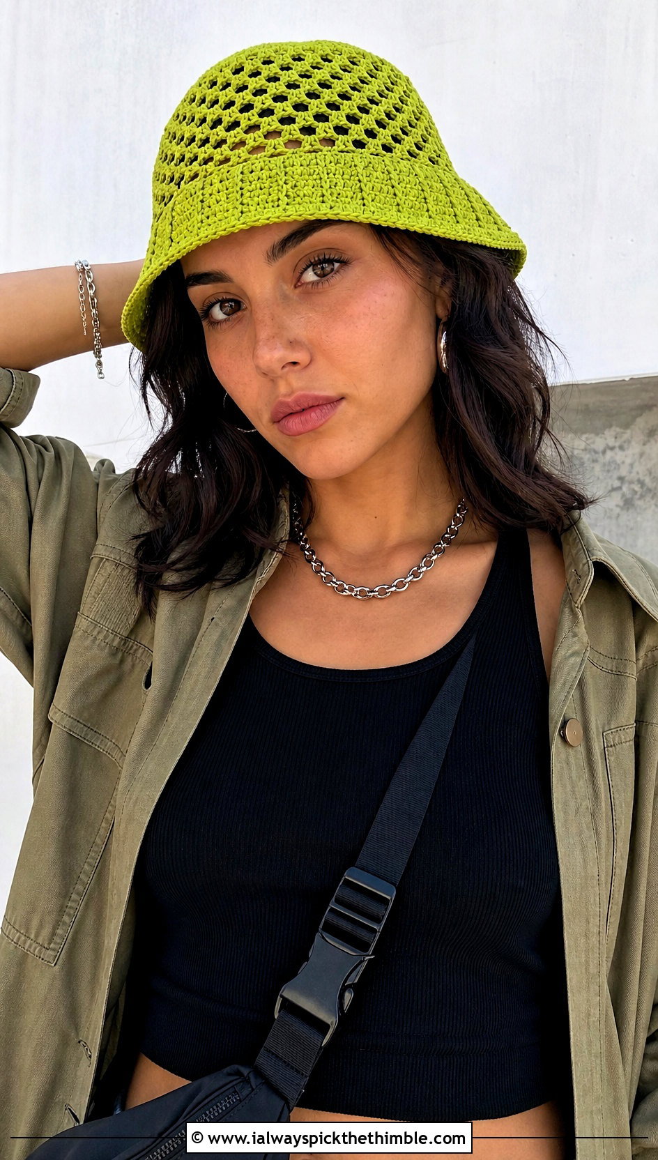 Mesh Crochet Bucket Hat With Cargo Skirt - 20 Crochet Bucket Hat Design Ideas
