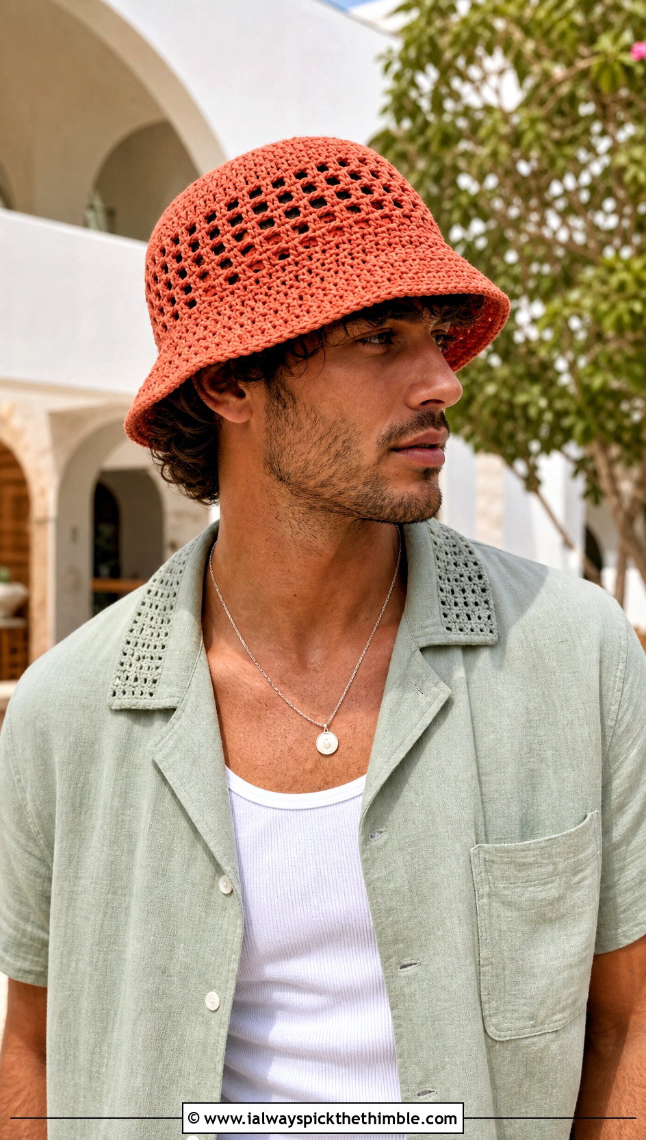 Mesh Crochet Bucket Hat With Matching Set - 25 mens crochet hats outfit ideas