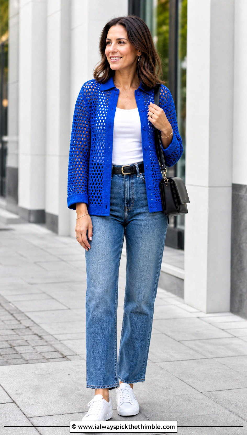 Mesh Crochet Button Up Shirt With Straight Jeans - 20 mesh crochet outfit ideas