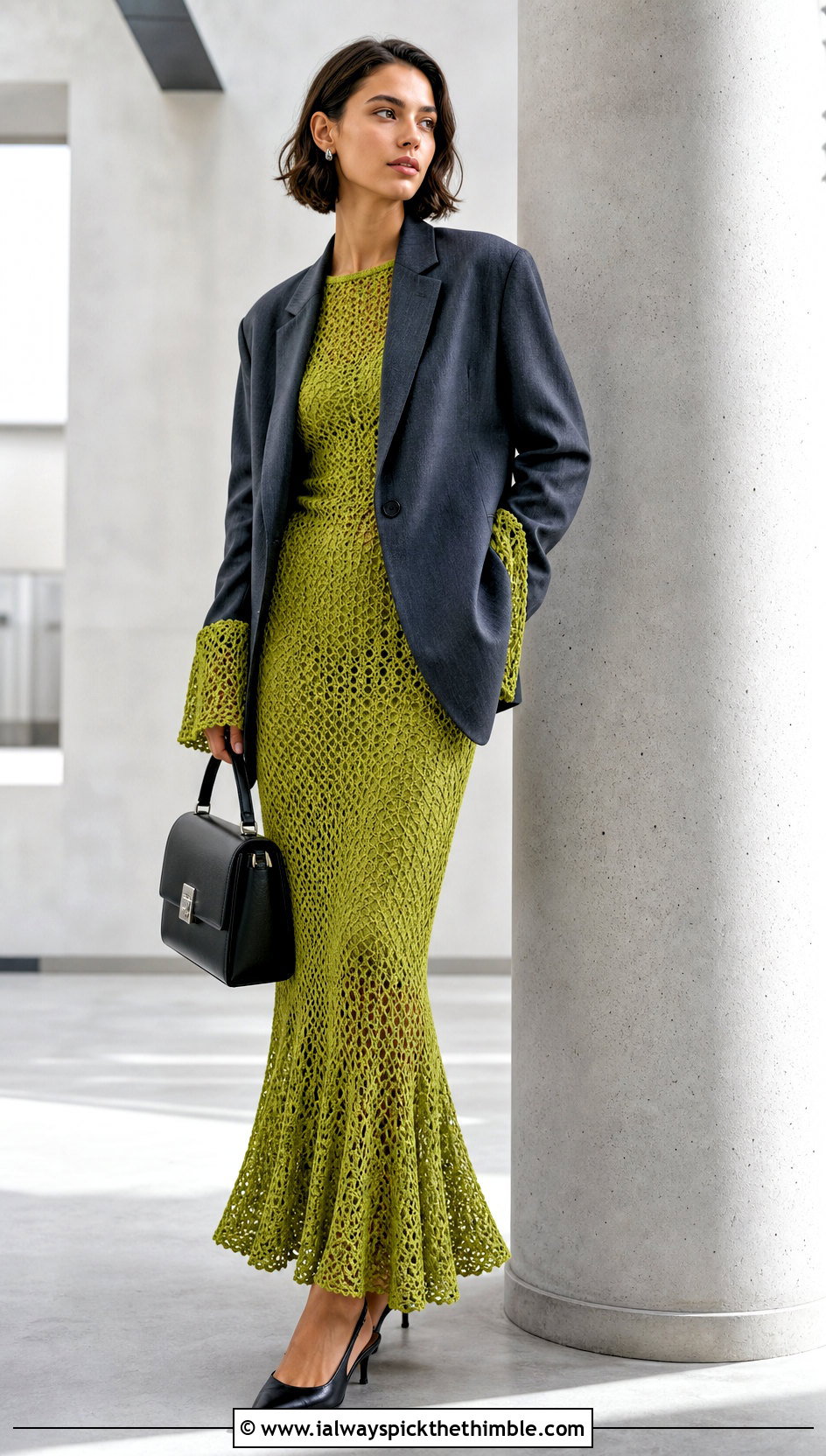 Mesh Crochet Fishtail Flare Sleeve Maxi Dress With Blazer - 20 Crochet Fishtail Flare Sleeve Maxi Dress outfit ideas