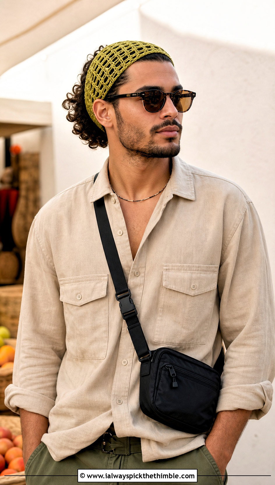 Mesh Crochet Headband With Utility Outfit - 15 Crochet Headband For Men outfit ideas