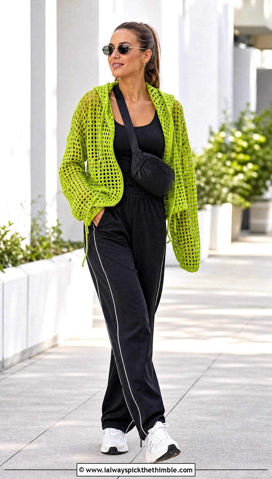 Mesh Crochet Hoodie With Track Pants - 20 mesh crochet outfit ideas
