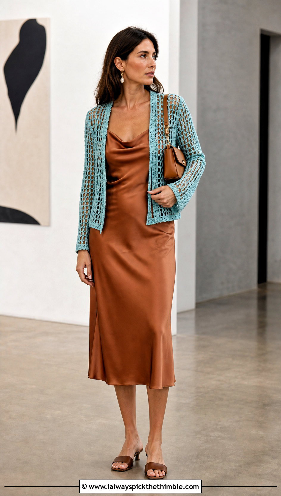 Mesh Crochet Jacket With Slip Dress - 25 crochet coats & jackets outfit ideas