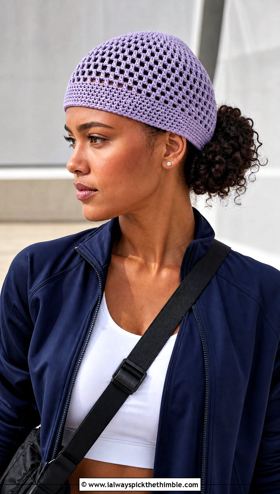 Mesh Crochet Kufi Hat With Tracksuit - 25 crochet kufi hat outfit ideas