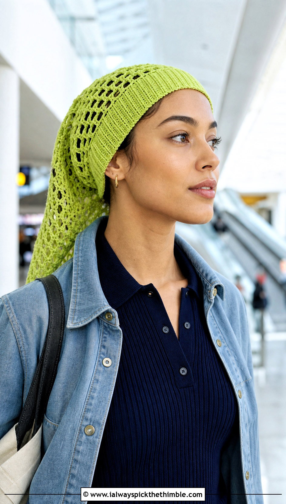 Mesh Crochet Long Stocking Cap With Airport Outfit - 20 Crochet Long Stocking Cap outfit ideas