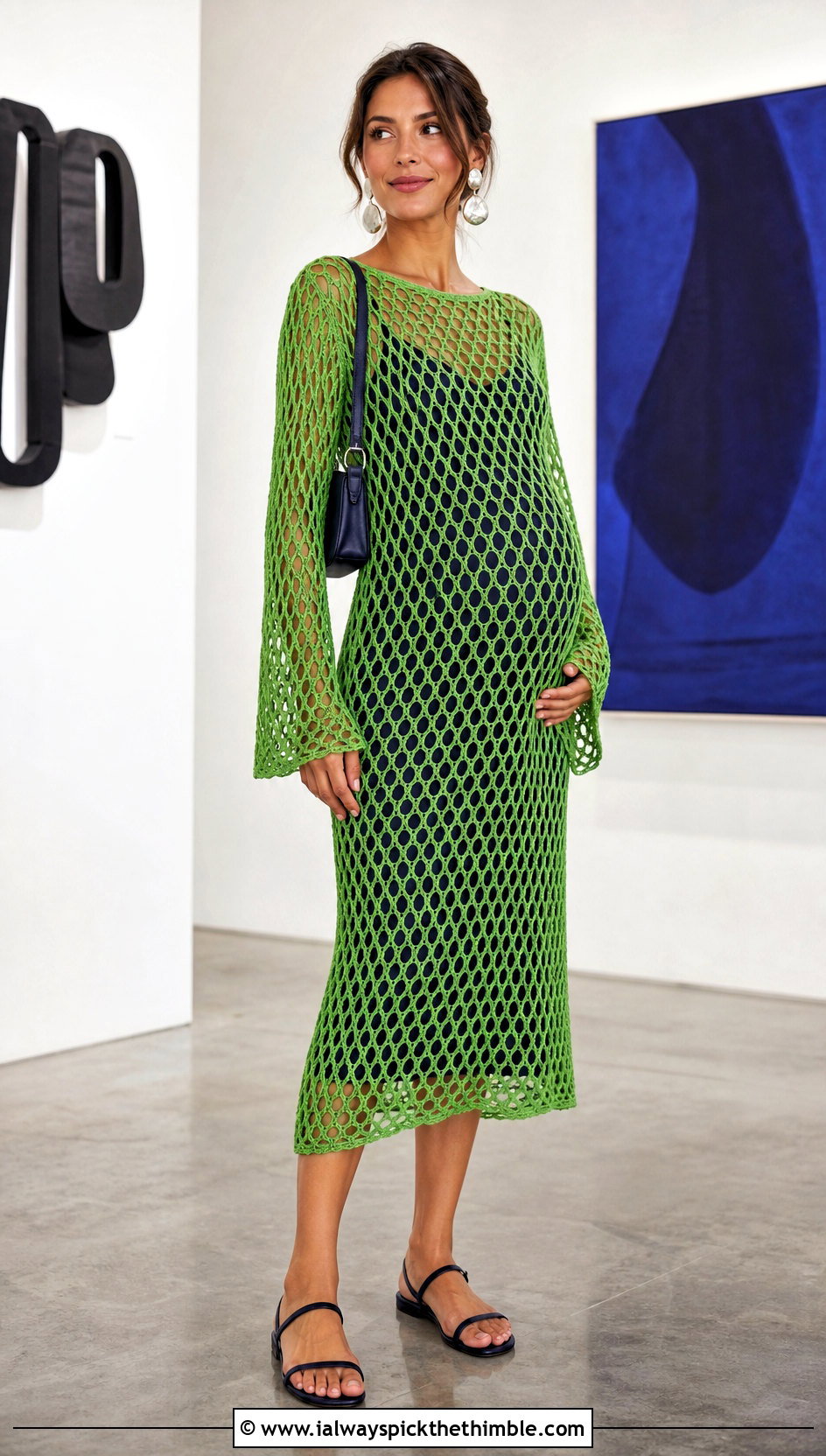 Mesh Crochet Maternity Midi Dress With Slip Dress - 15 maternity crochet dress outfit ideas