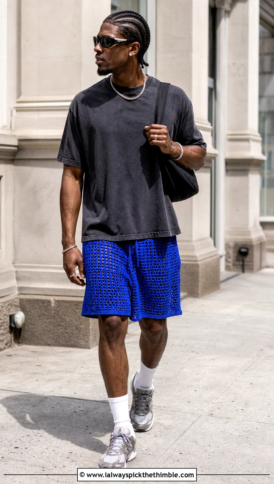Mesh Crochet Shorts With Oversized T Shirt - 20 Crochet Shorts Mens outfit ideas