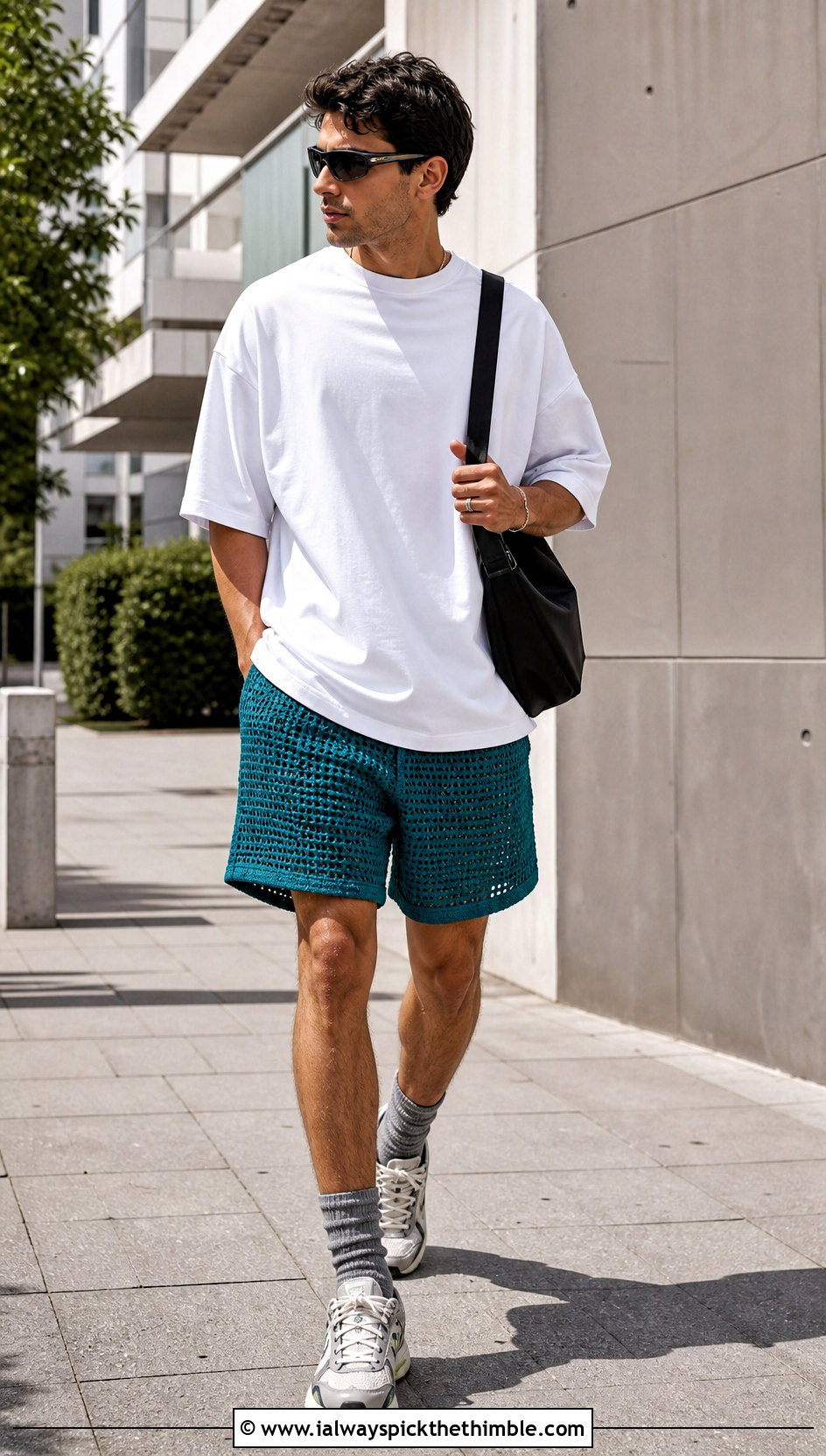 Mesh Crochet Shorts With Oversized T Shirt - 15 Crochet Mens Shorts For Men outfit ideas