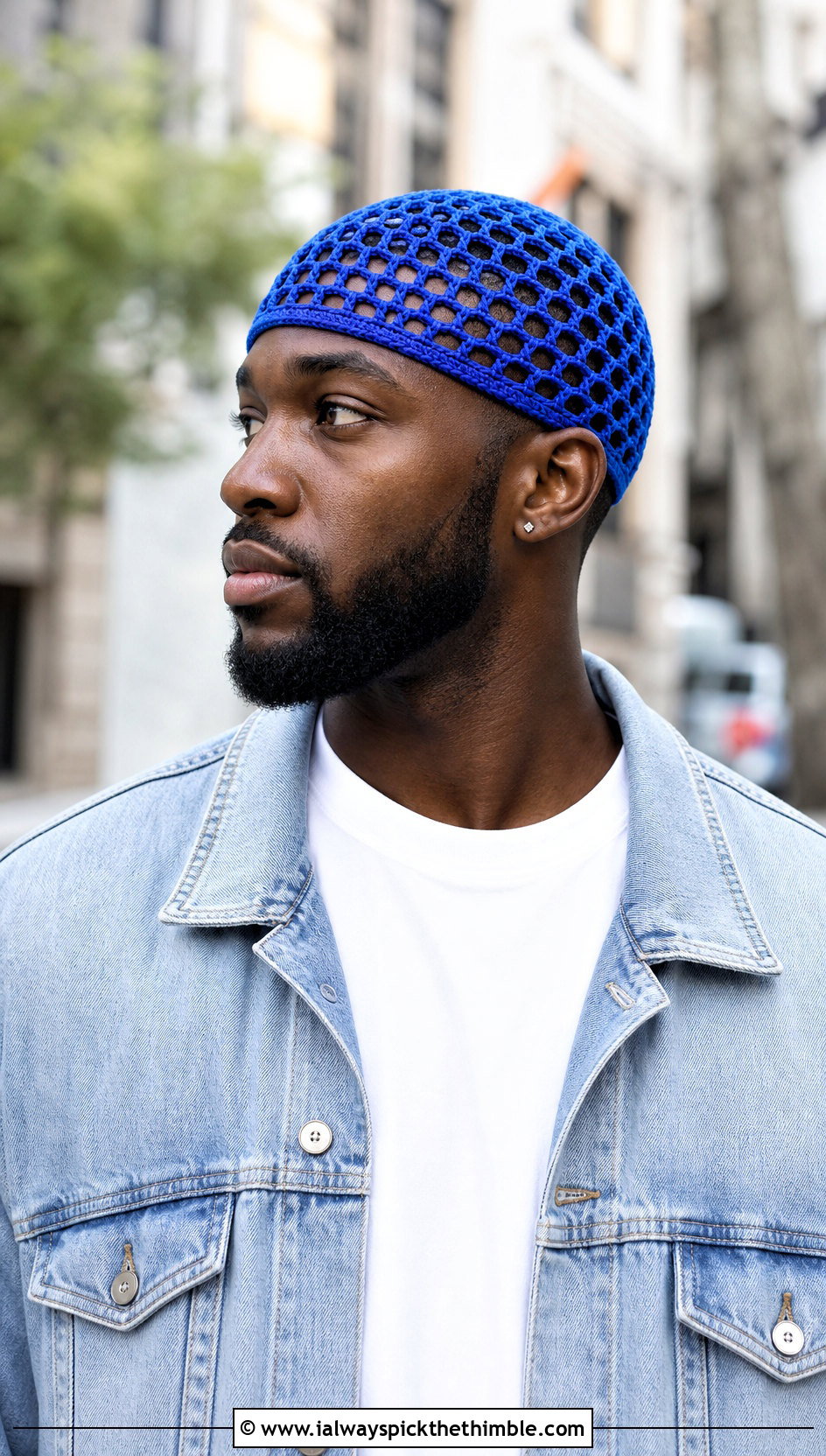 Mesh Crochet Skull Cap With White T Shirt And Jeans - 20 Mens Crochet Skull Cap outfit ideas