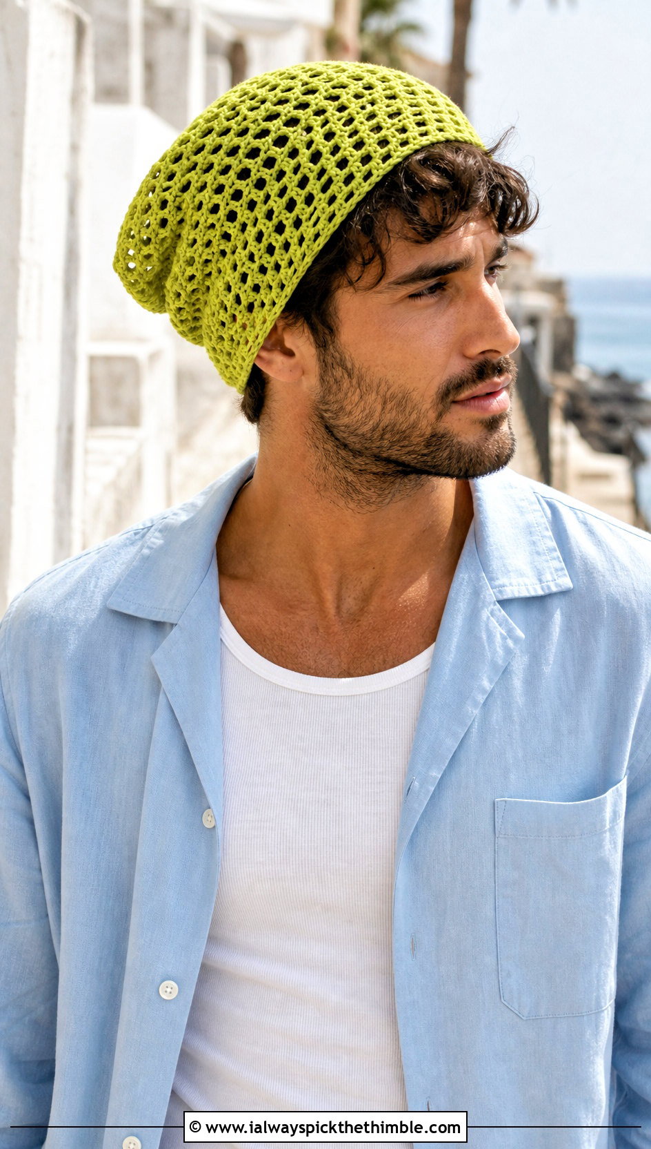 Mesh Crochet Slouchy Beanie With Summer Shirt - 25 Crochet Slouchy Hat Mens Slouch Beanie outfit ideas