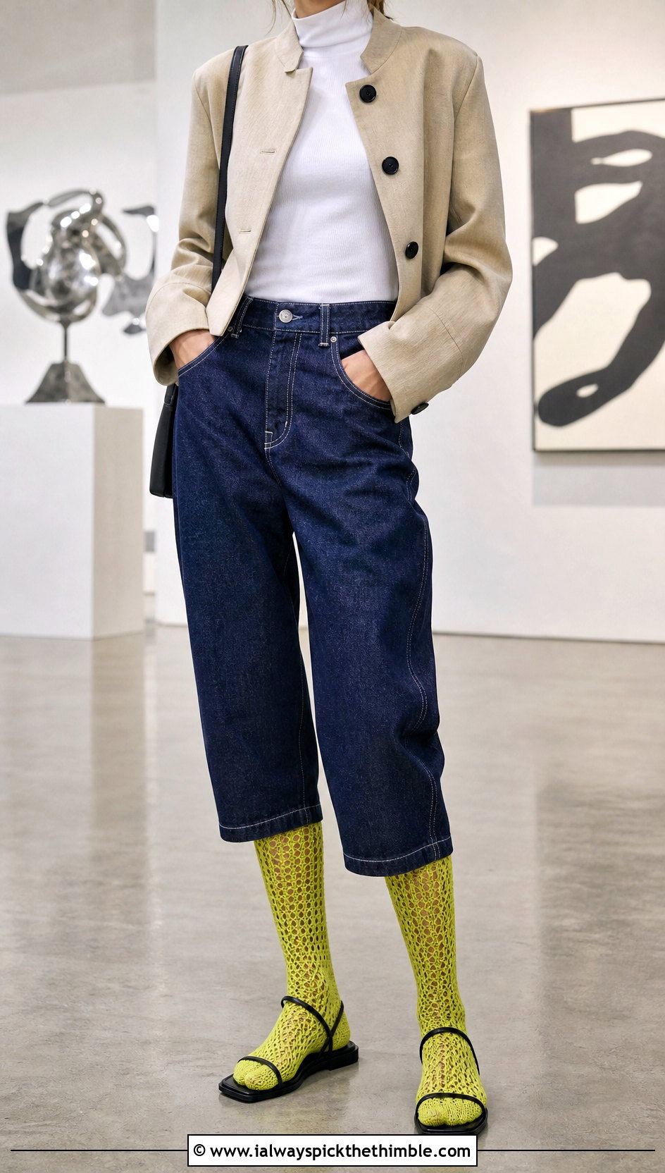 Mesh Crochet Socks With Sandals And Barrel Jeans - 25 crochet socks outfit ideas