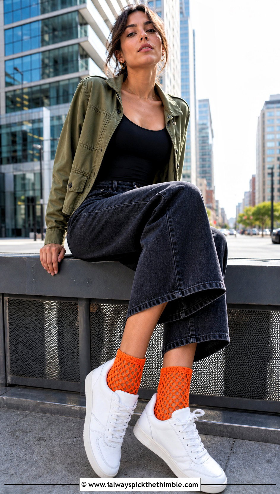 Mesh Crochet Socks With Wide Leg Jeans - 20 Crocheted Socks outfit ideas