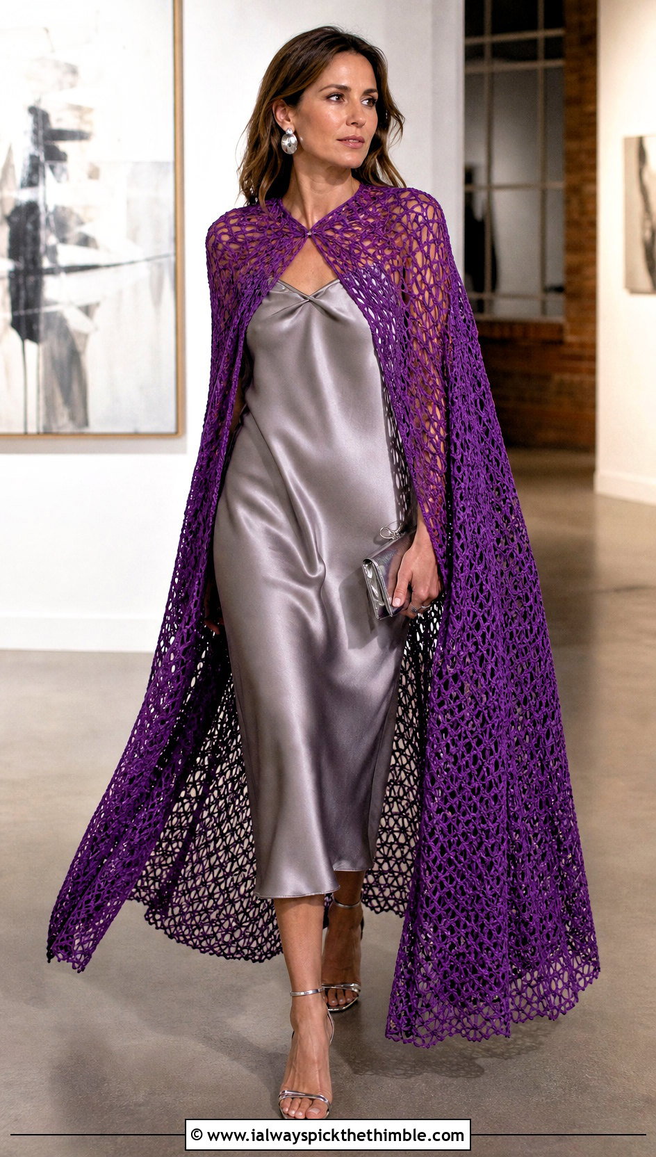 Mesh Crochet Superhero Cape With Slip Dress - 20 Crochet Super Hero Cape outfit ideas