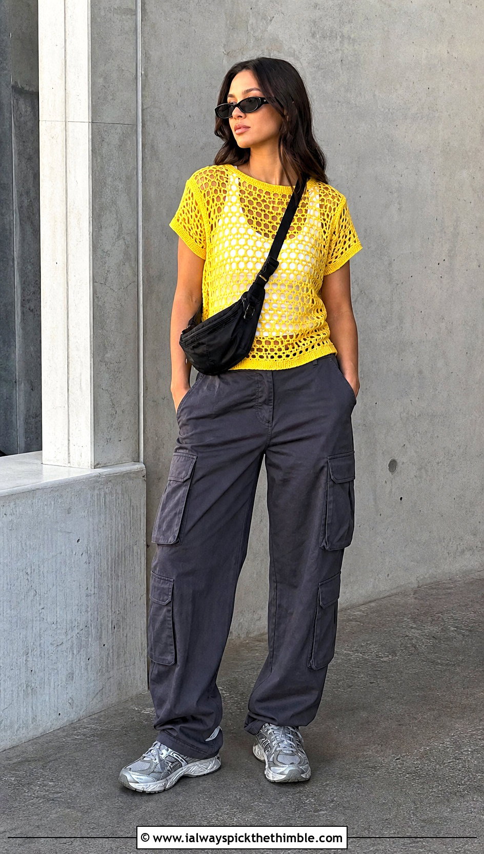 Mesh Crochet T Shirt With Cargo Pants - 25 crochet t shirt outfit ideas