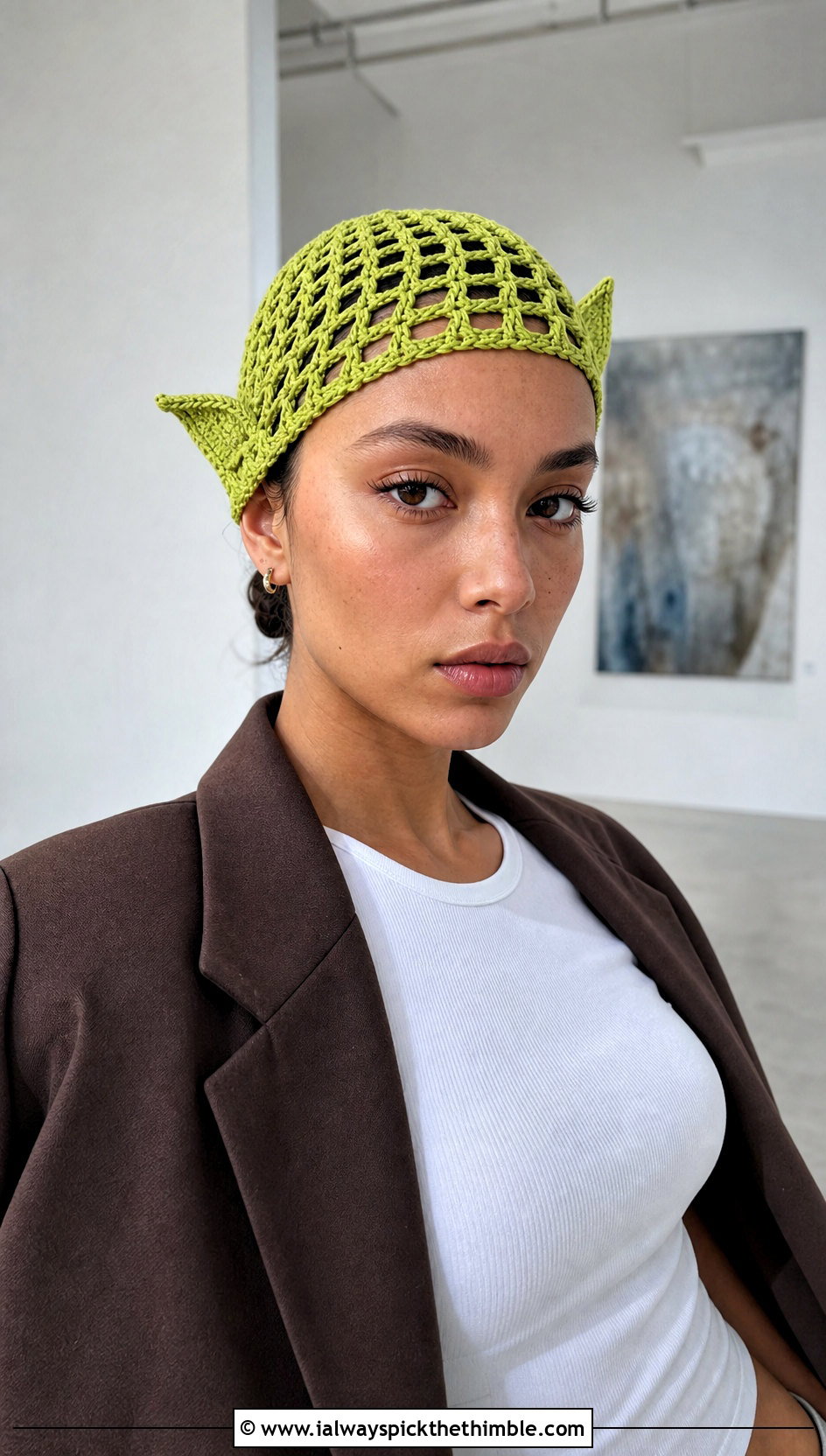 Mesh Dobby Crochet Skull Cap With Oversized Suit And Sneakers - 20 dobby crochet hat outfit ideas