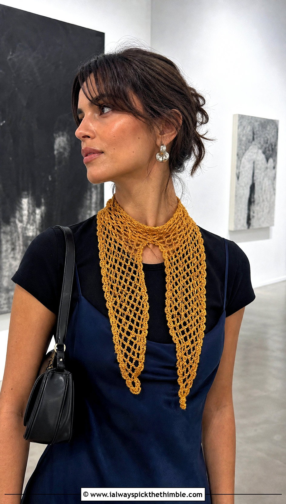 Mesh Keyhole Crochet Scarf With Slip Dress - 20 Keyhole Crochet Scarf outfit ideas