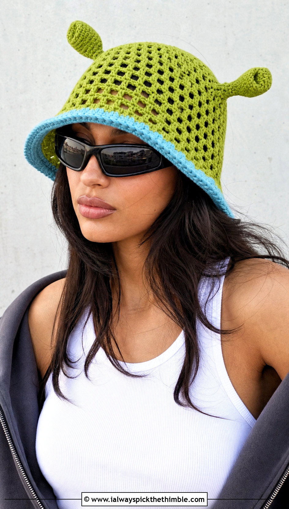 Mesh Shrek Crochet Bucket Hat With Cargo Skirt - 20 shrek crochet bucket hat outfit ideas