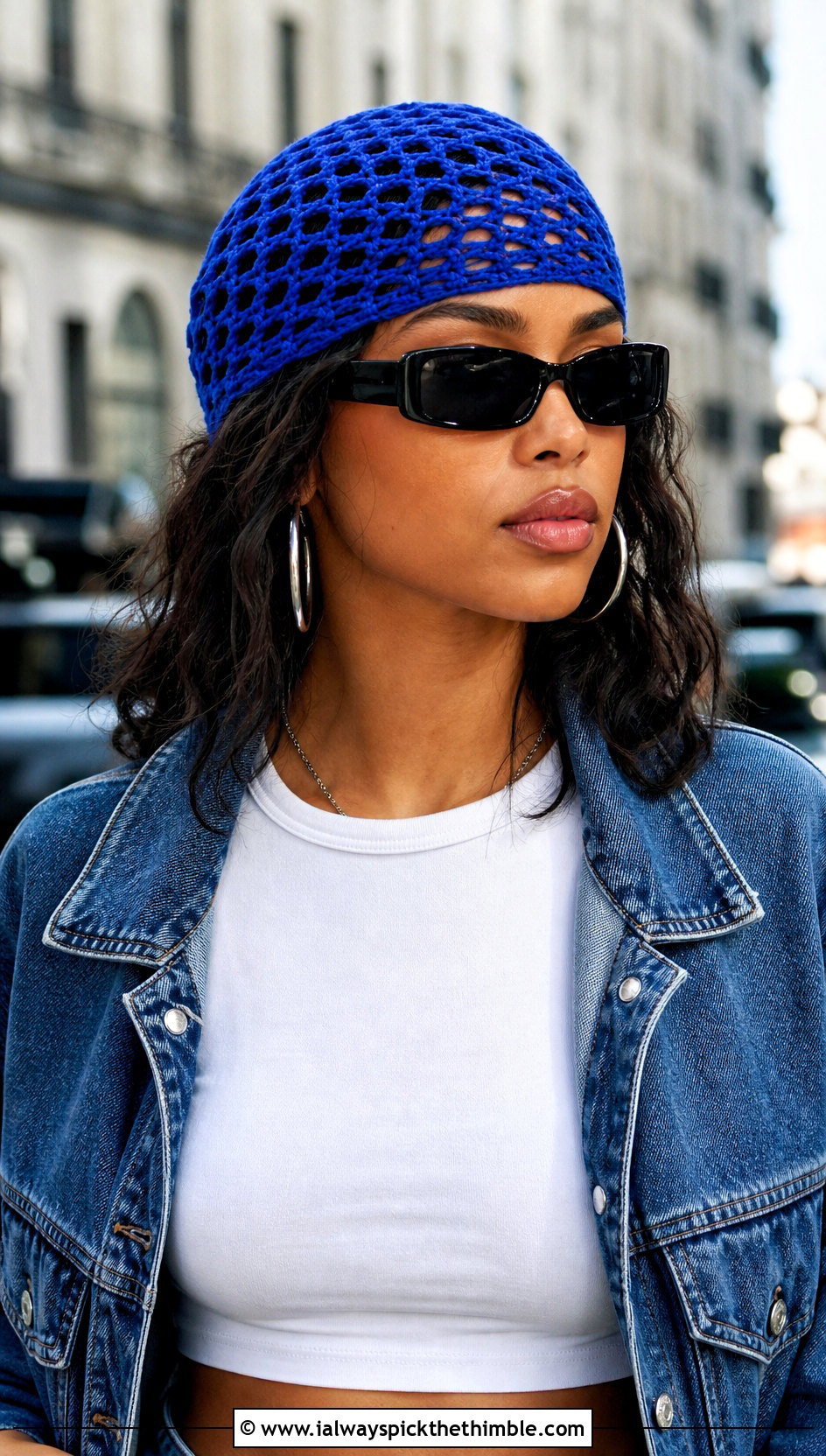 Mesh Skull Cap Crochet Beanie With Straight Leg Jeans - 20 crochet mesh beanie outfit ideas