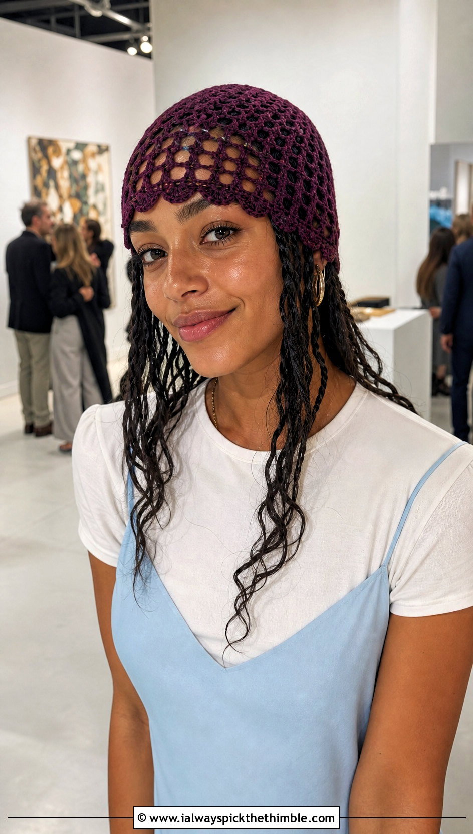 Mesh Skullcap Crochet Birthday Hat With Slip Dress - 20 Birthday Crochet Hat outfit ideas