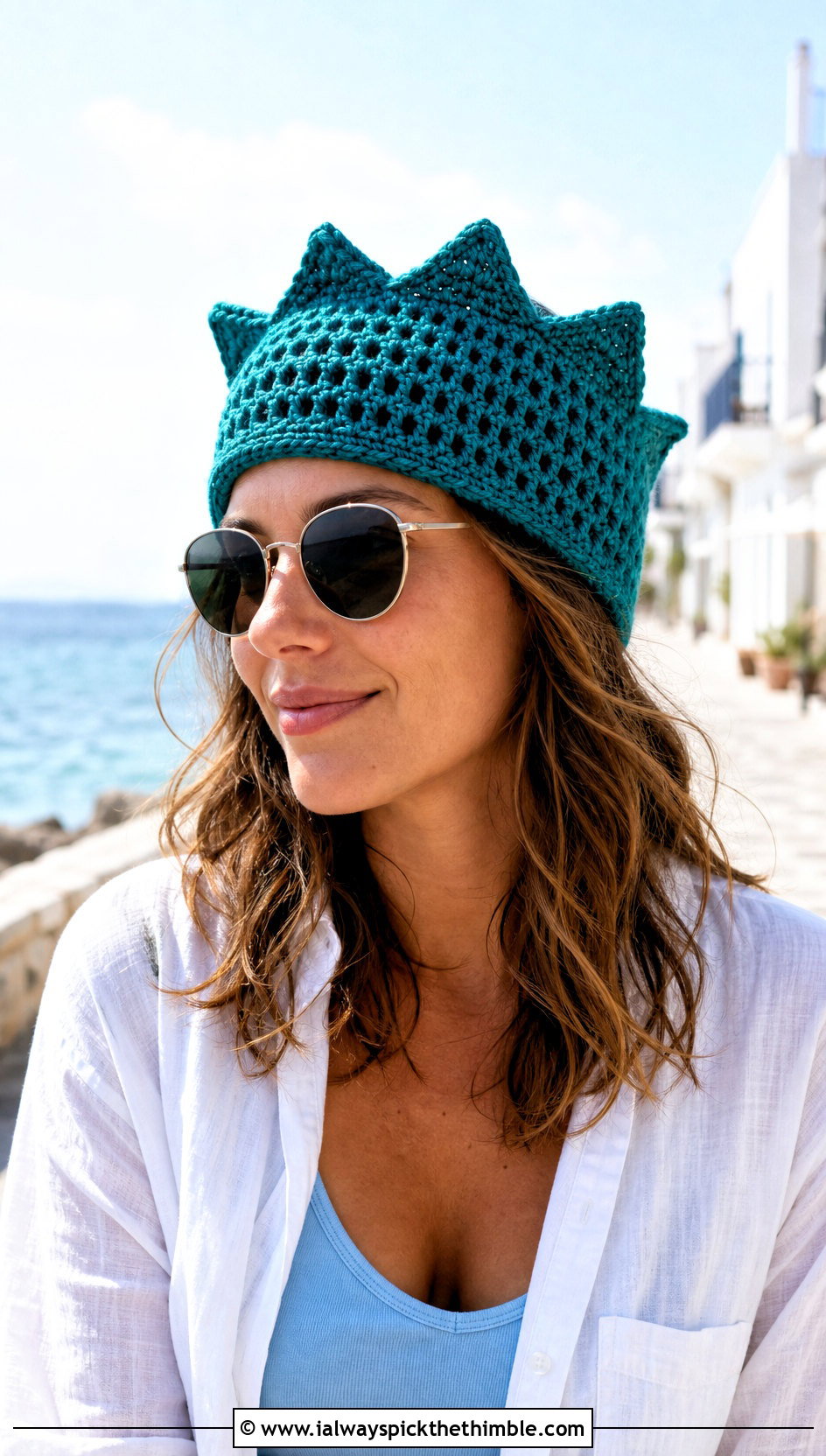 Mesh Stitch Crochet Jughead Beanie With Linen Shirt And Shorts - 15 Crochet Jughead Beanie outfit ideas