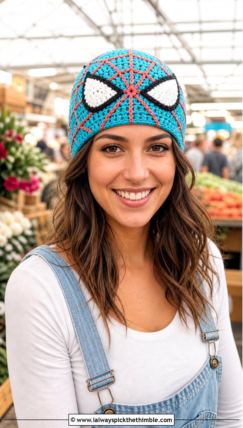 Mesh Stitch Crochet Spider Man Beanie With Spring Overalls - 25 crochet spider man beanie outfit ideas