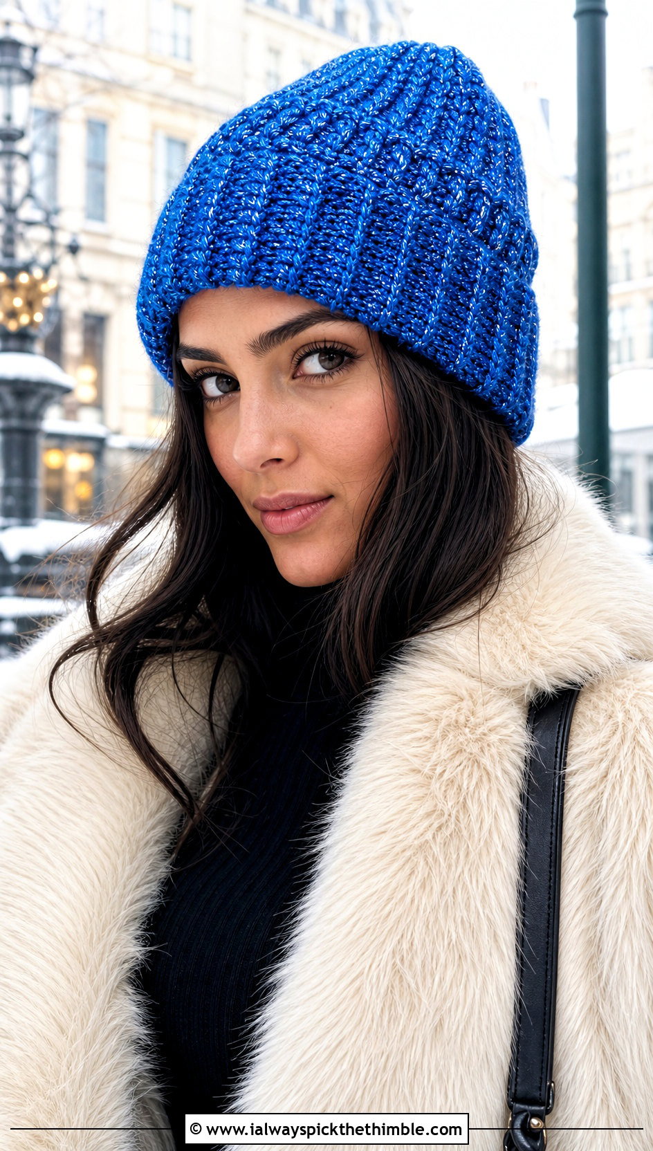 Metallic Thread Crochet Fisherman Beanie With Faux Fur Coat - 25 crochet fisherman beanie outfit ideas