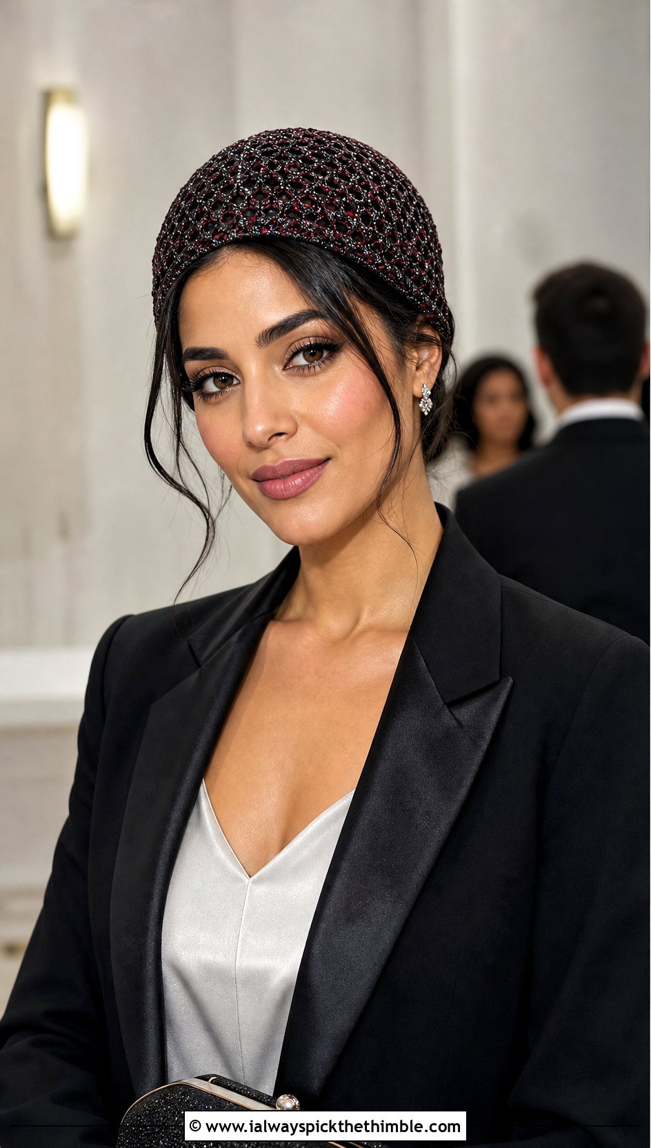 Metallic Thread Crochet Kufi Hat With Tuxedo Separates - 25 crochet kufi hat outfit ideas