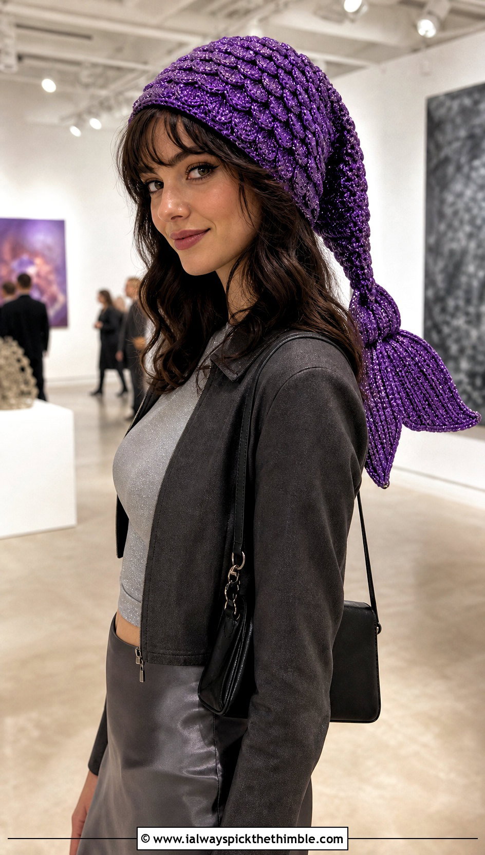 Metallic Thread Mermaid Tail Crochet Hat With Satin Skirt - 15 Mermaid Tail Crochet Hat outfit ideas