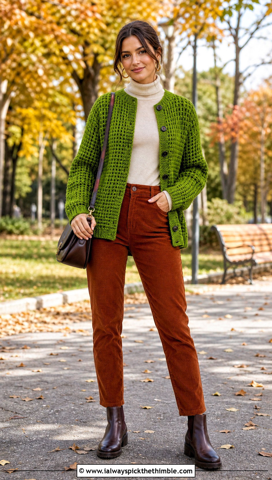 Midnight Waffle Crochet Cardigan With Corduroy Pants - 15 midnight waffle crochet cardigan outfit ideas