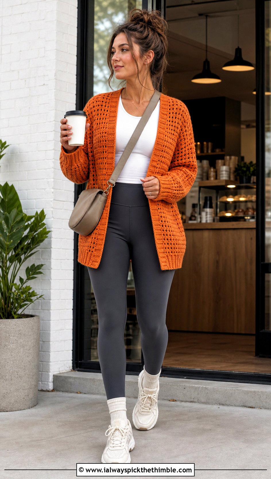 Midnight Waffle Crochet Cardigan With Leggings And Sneakers - 15 midnight waffle crochet cardigan outfit ideas