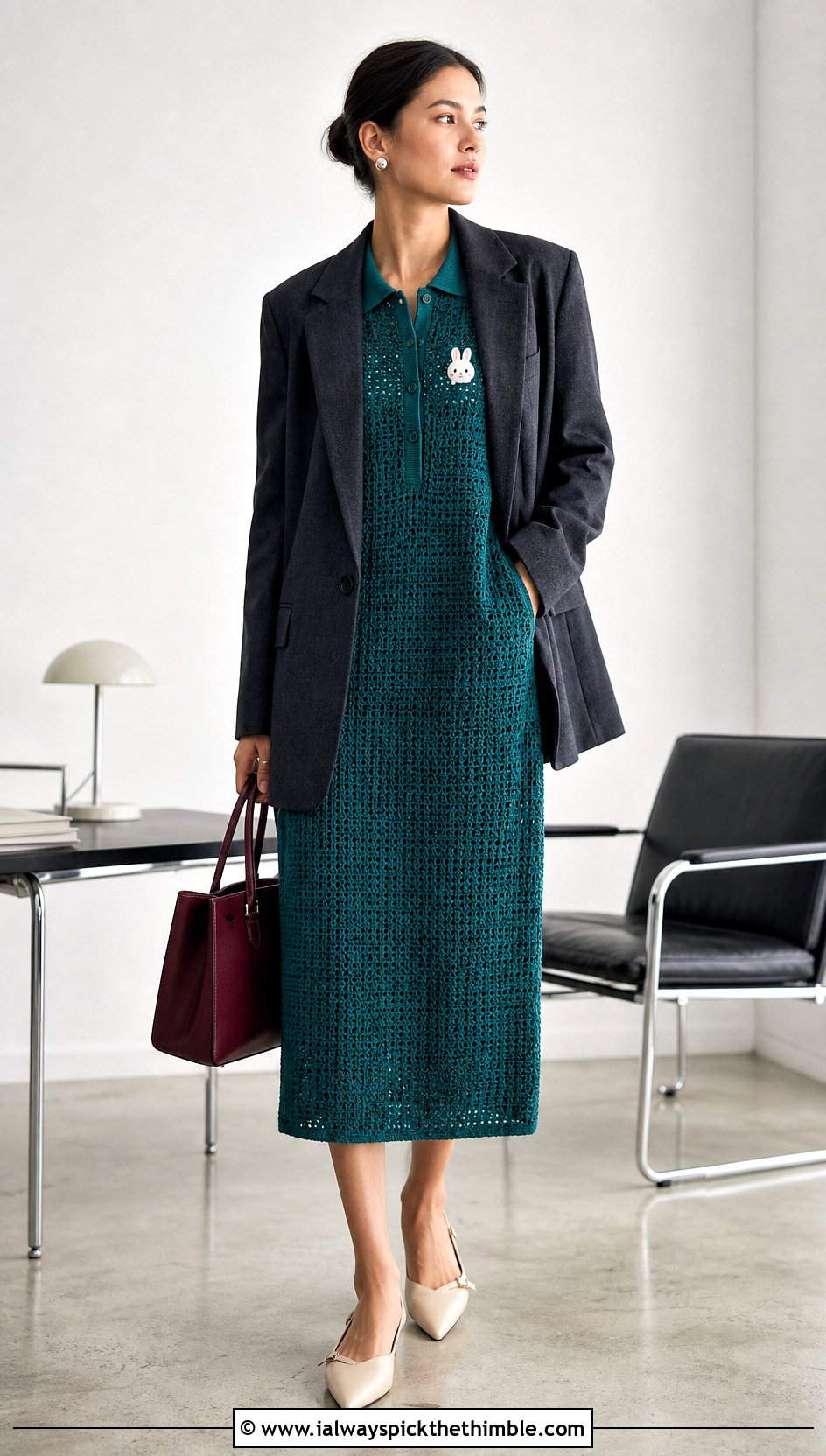 Miffy Crochet Polo Midi Dress With Blazer - 20 Miffy Crochet Dress outfit ideas