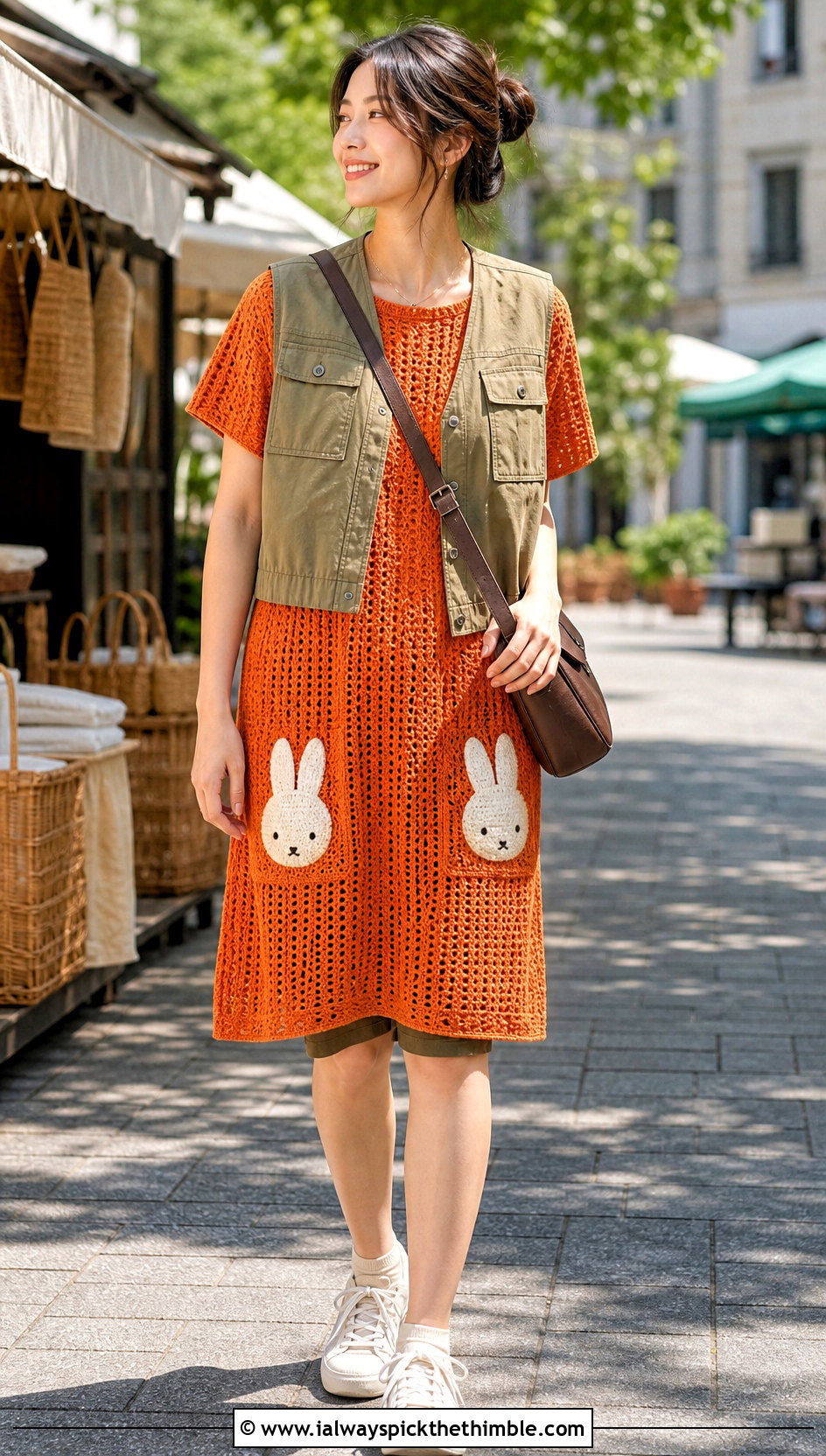 Miffy Crochet T Shirt Dress With Utility Vest - 20 Miffy Crochet Dress outfit ideas